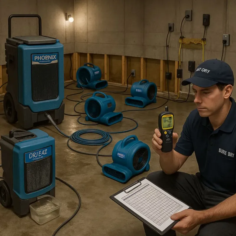 Structural Drying and Dehumidification process in Bellaire, KS